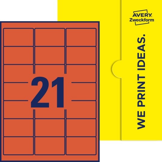 21 st. etiketter per ark.