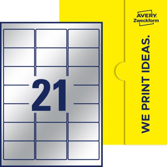 21 st. etiketter per ark.