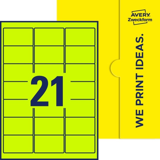 21 st. etiketter per ark.