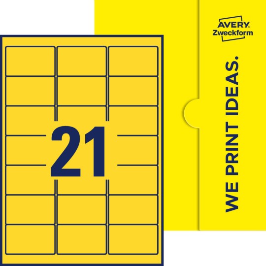 21 st. etiketter per ark.