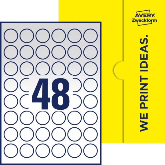 48 st. etiketter per ark.