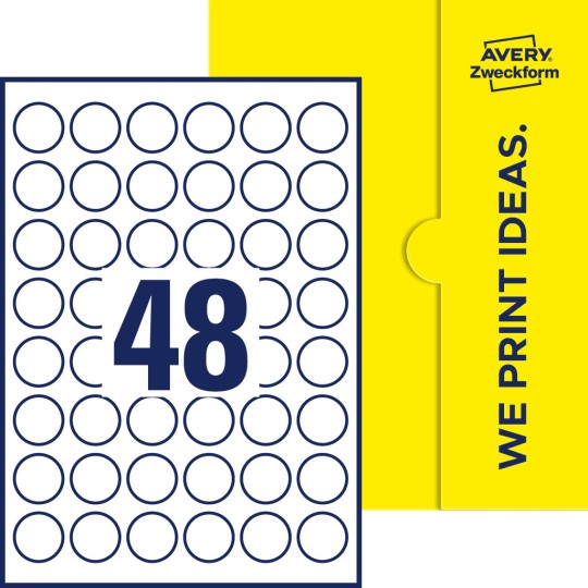48 st. etiketter per ark.