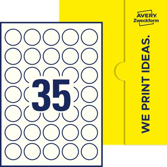 35 st. etiketter per ark.