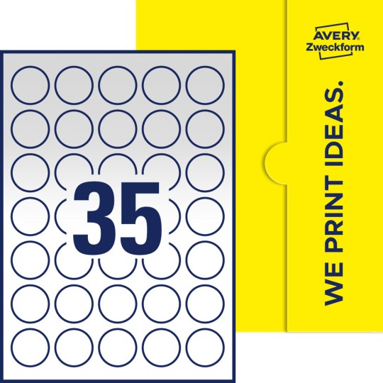 35 st. etiketter per ark.