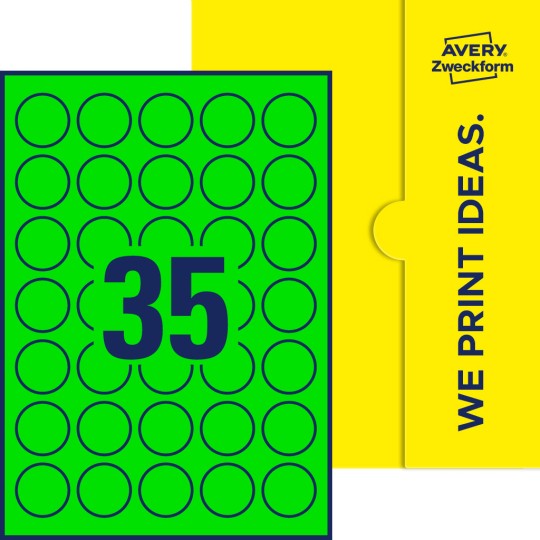 35 st. etiketter per ark.