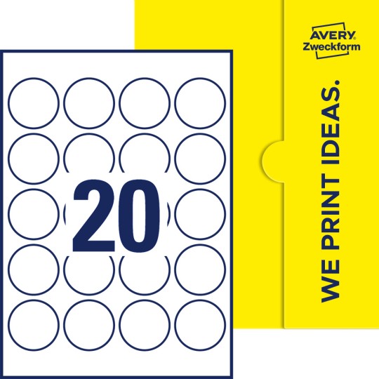 20 st. etiketter per ark.