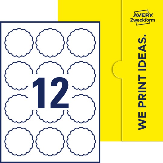 12 st. etiketter per ark.