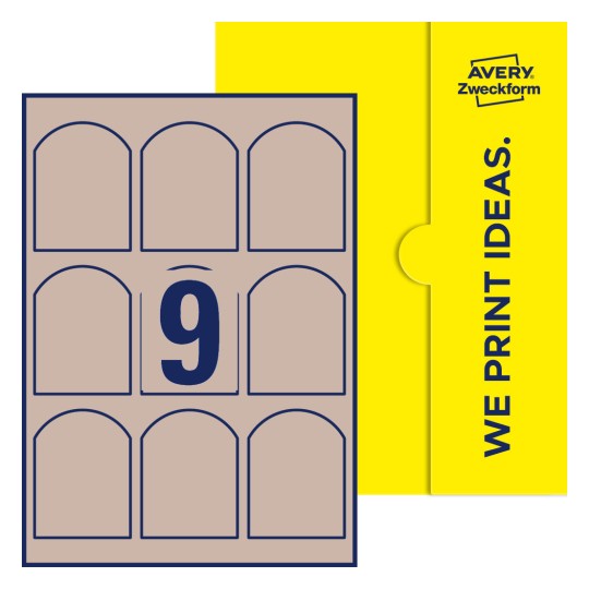 9 st. etiketter per ark. - Böjda etiketter, 60 x 80 mm