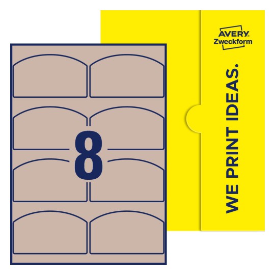 8 st. etiketter per ark. - Böjda etiketter, 99 x 57 mm