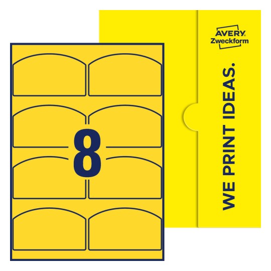 8 st. etiketter per ark. - Böjda etiketter, 99 x 57 mm