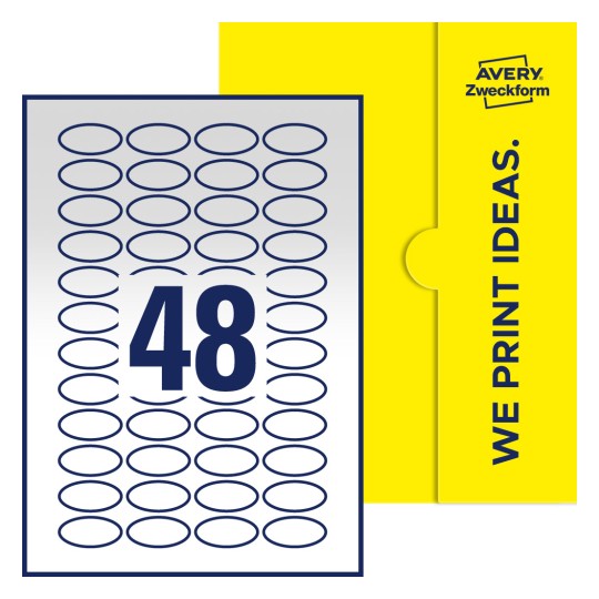48 st. etiketter per ark. - Ovala etiketter, 40 x 20 mm