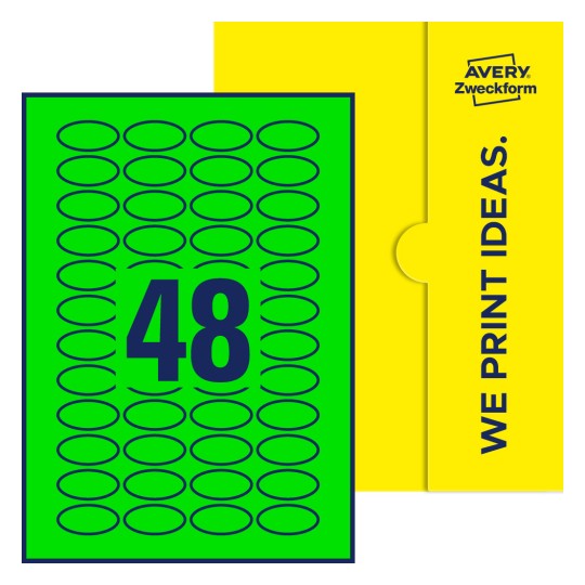 48 st. etiketter per ark. - Ovala etiketter, 40 x 20 mm