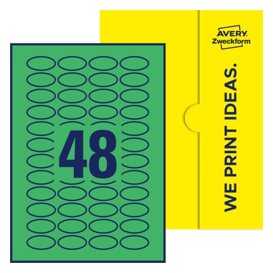 48 st. etiketter per ark. - Ovala etiketter, 40 x 20 mm