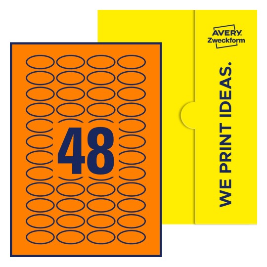 48 st. etiketter per ark. - Ovala etiketter, 40 x 20 mm