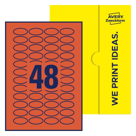 48 st. etiketter per ark. - Ovala etiketter, 40 x 20 mm