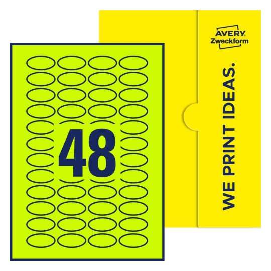 48 st. etiketter per ark. - Ovala etiketter, 40 x 20 mm