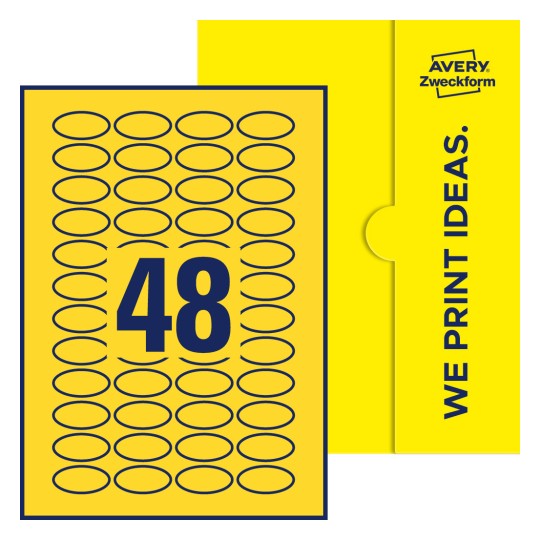 48 st. etiketter per ark. - Ovala etiketter, 40 x 20 mm