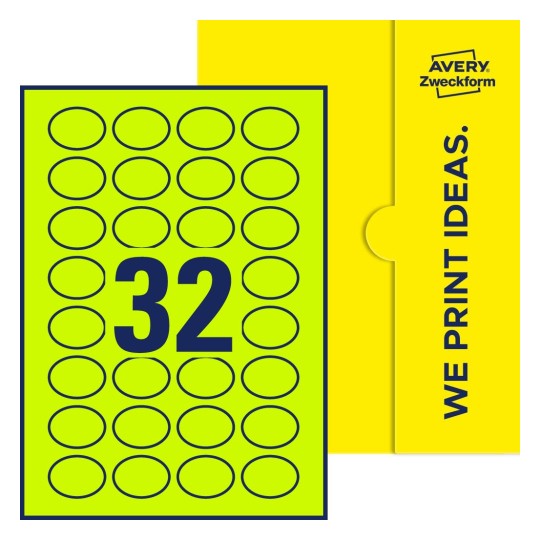 32 st. etiketter per ark. - Ovala etiketter, 40 x 30 mm