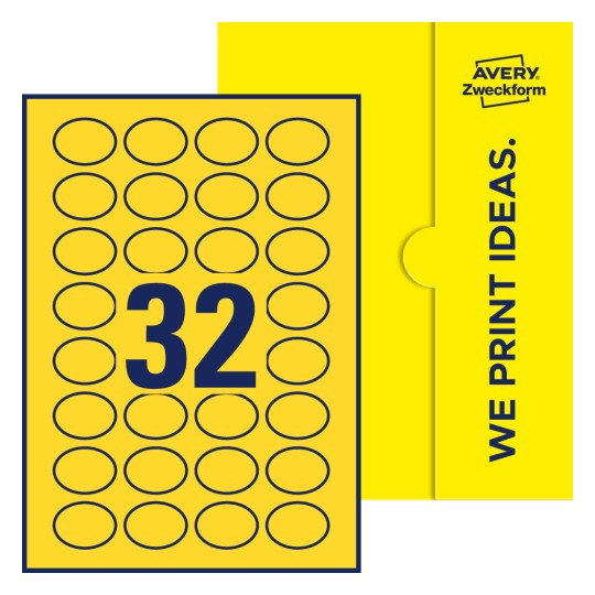 32 st. etiketter per ark. - Ovala etiketter, 40 x 30 mm