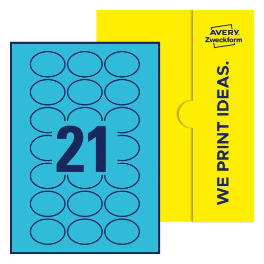 21 st. etiketter per ark. - Ovala etiketter, 50 x 37 mm