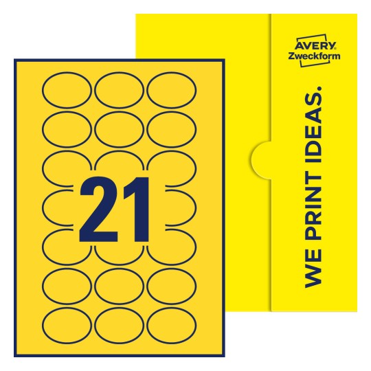 21 st. etiketter per ark. - Ovala etiketter, 50 x 37 mm