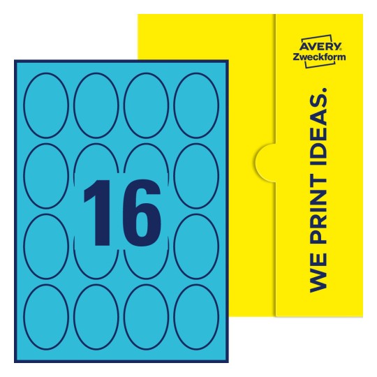 16 st. etiketter per ark. - Ovala etiketter, 63,5 x 42,3 mm