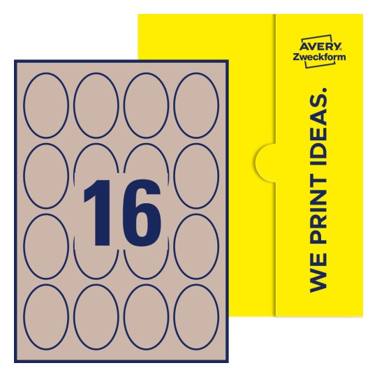 16 st. etiketter per ark. - Ovala etiketter, 63,5 x 42,3 mm