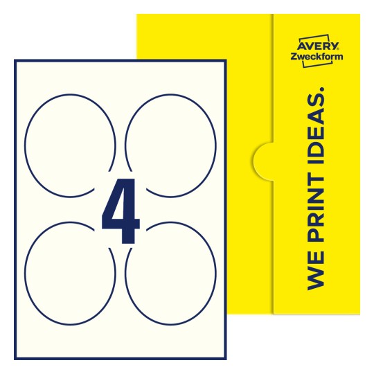 4 st. etiketter per ark. - Ovala etiketter, 89 x 101 mm