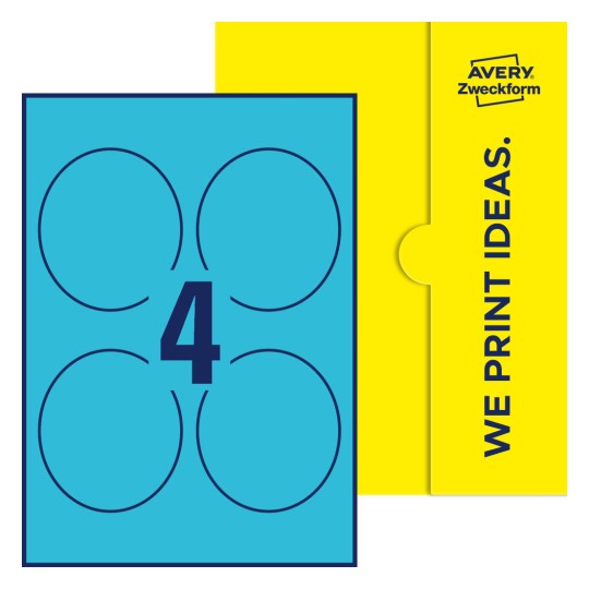 4 st. etiketter per ark. - Ovala etiketter, 89 x 101 mm