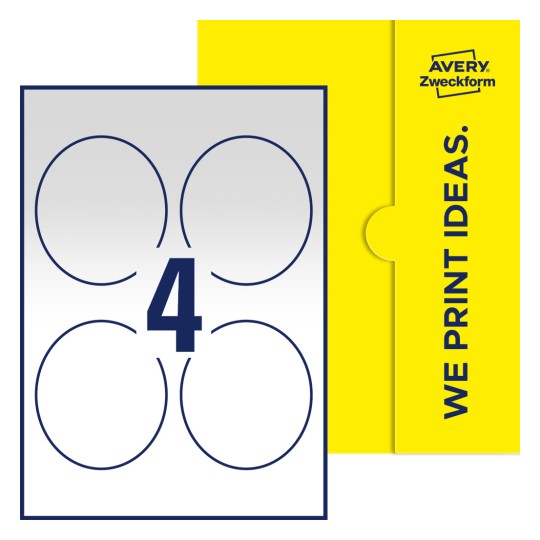 4 st. etiketter per ark. - Ovala etiketter, 89 x 101 mm