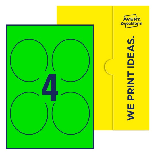 4 st. etiketter per ark. - Ovala etiketter, 89 x 101 mm