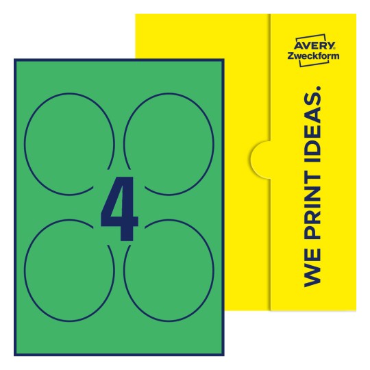 4 st. etiketter per ark. - Ovala etiketter, 89 x 101 mm
