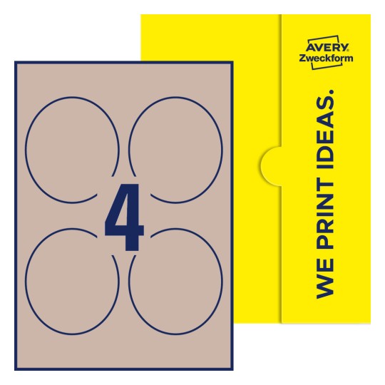 4 st. etiketter per ark. - Ovala etiketter, 89 x 101 mm