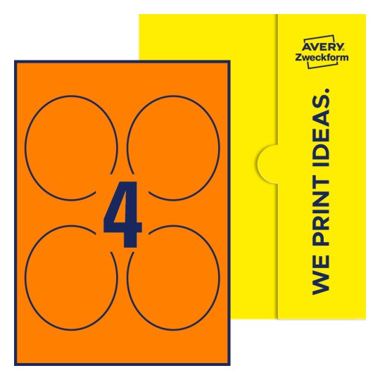 4 st. etiketter per ark. - Ovala etiketter, 89 x 101 mm