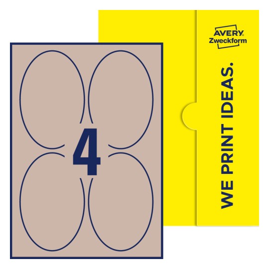 4 st. etiketter per ark. - Ovala etiketter, 90 x 136 mm