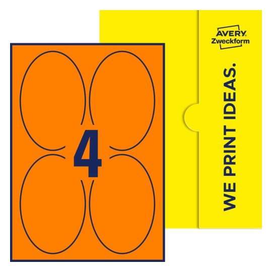4 st. etiketter per ark. - Ovala etiketter, 90 x 136 mm