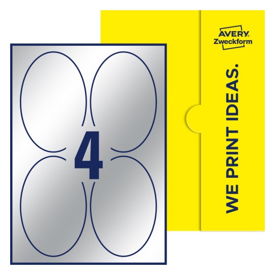 4 st. etiketter per ark. - Ovala etiketter, 90 x 136 mm
