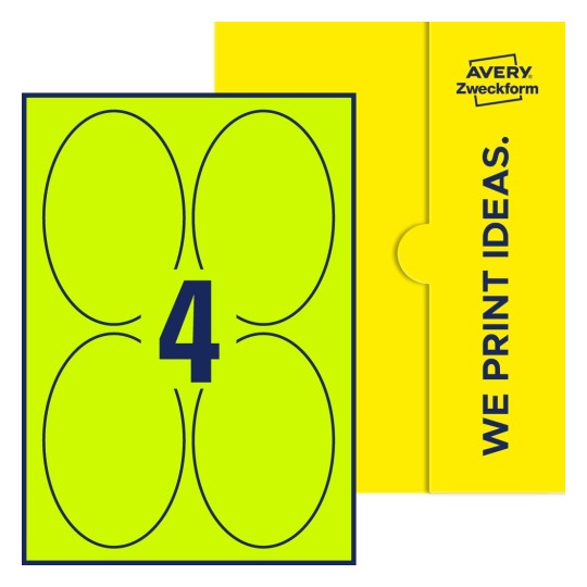 4 st. etiketter per ark. - Ovala etiketter, 90 x 136 mm