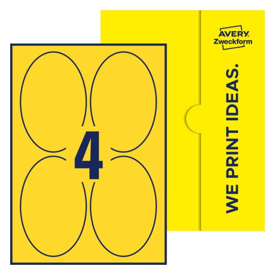 4 st. etiketter per ark. - Ovala etiketter, 90 x 136 mm