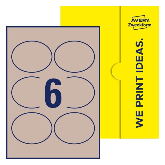 6 st. etiketter per ark. - Ovala etiketter, 90 x 70 mm
