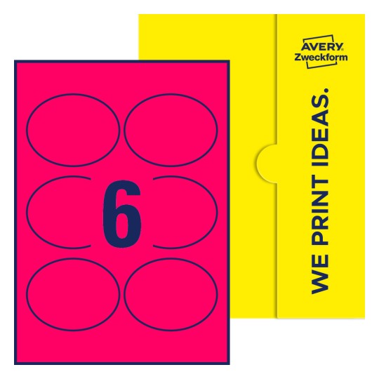 6 st. etiketter per ark. - Ovala etiketter, 90 x 70 mm