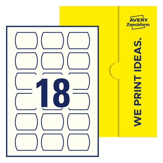 18 st. etiketter per ark. - Raka ovala etiketter, 50 x 37 mm