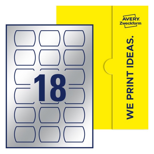 18 st. etiketter per ark. - Raka ovala etiketter, 50 x 37 mm
