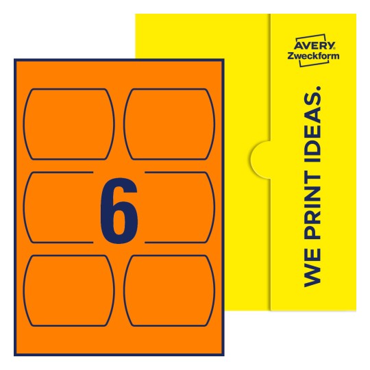 6 st. etiketter per ark. - Raka ovala etiketter, 90 x 70 mm