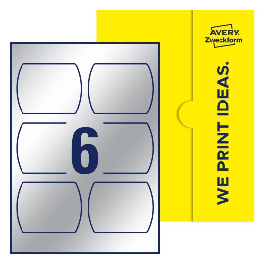 6 st. etiketter per ark. - Raka ovala etiketter, 90 x 70 mm