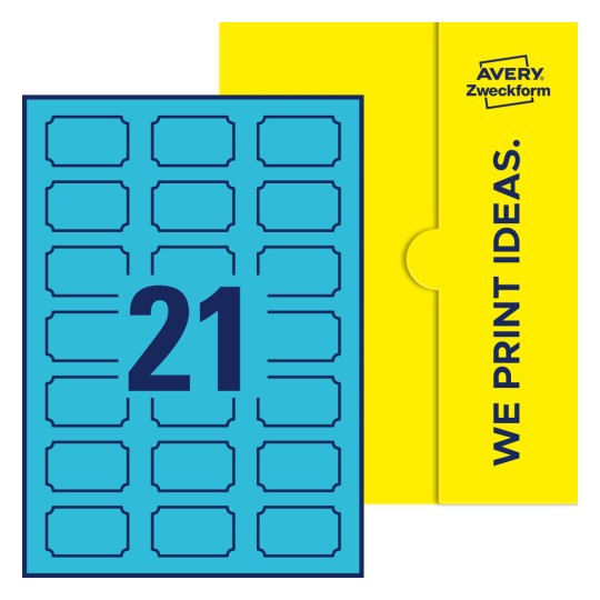 21 st. etiketter per ark. - Plakettformade etiketter, 50 x 30 mm