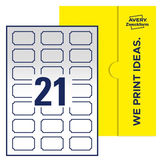 21 st. etiketter per ark. - Plakettformade etiketter, 50 x 30 mm