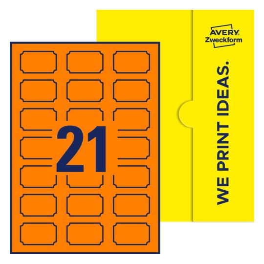 21 st. etiketter per ark. - Plakettformade etiketter, 50 x 30 mm