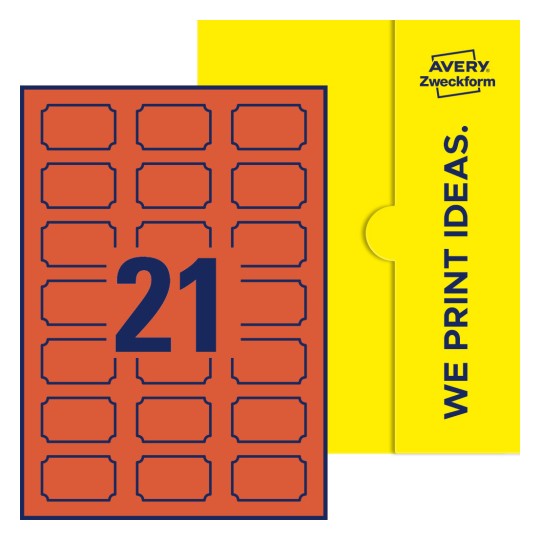 21 st. etiketter per ark. - Plakettformade etiketter, 50 x 30 mm