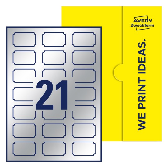 21 st. etiketter per ark. - Plakettformade etiketter, 50 x 30 mm